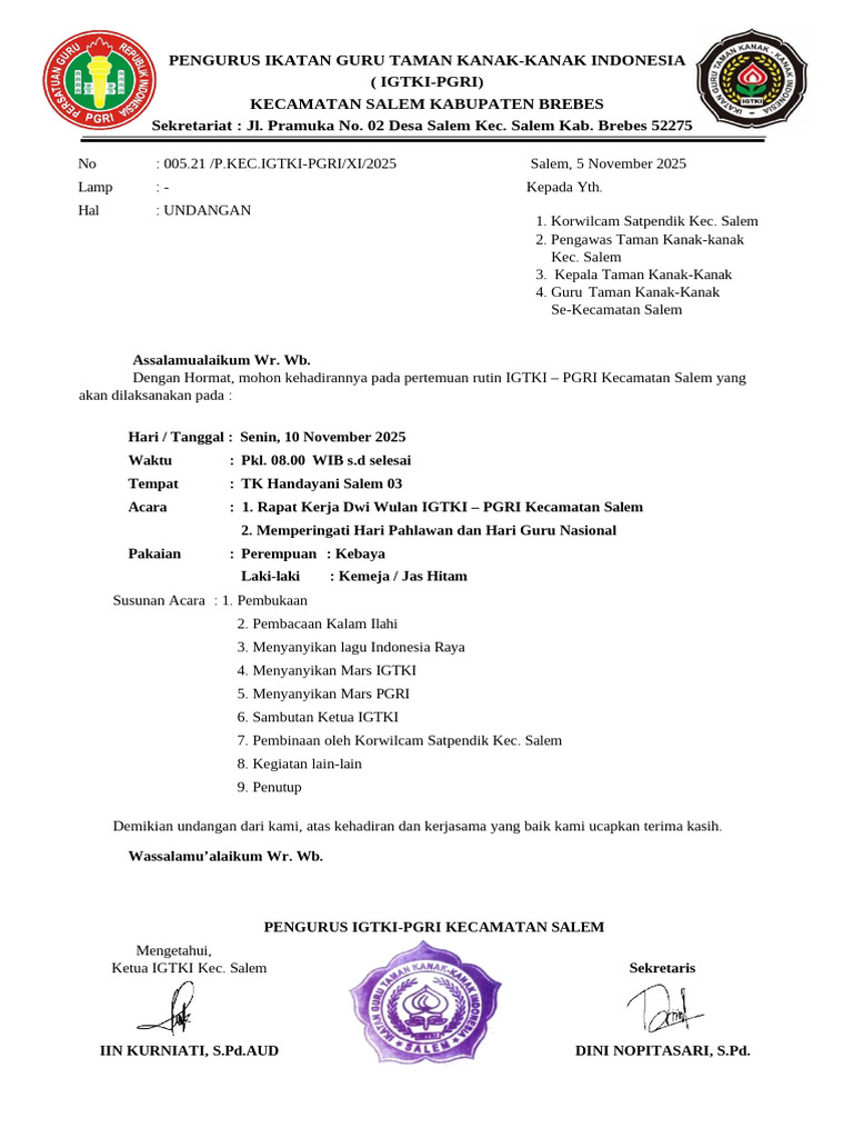 Undangan Raker Igtki November 2025 | PDF