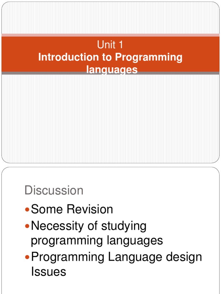 Introduction To Programming Languages: Unit 1 | PDF | Computer ...