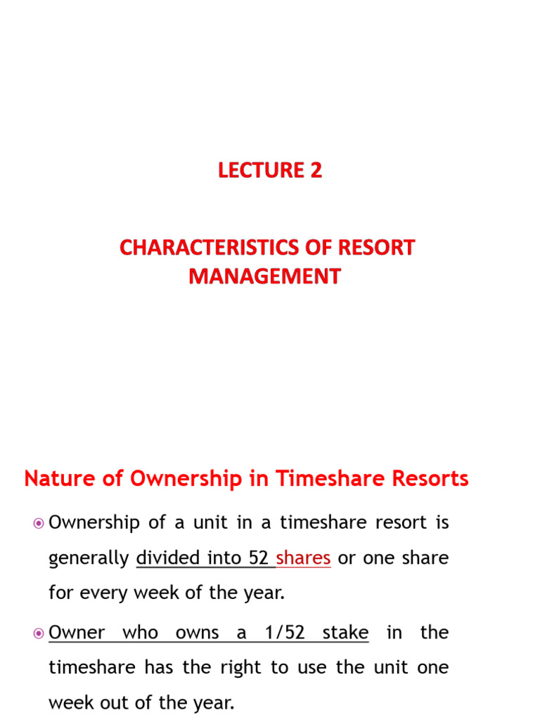 Timeshare Resort Management Insights | PDF | Resort | Economies