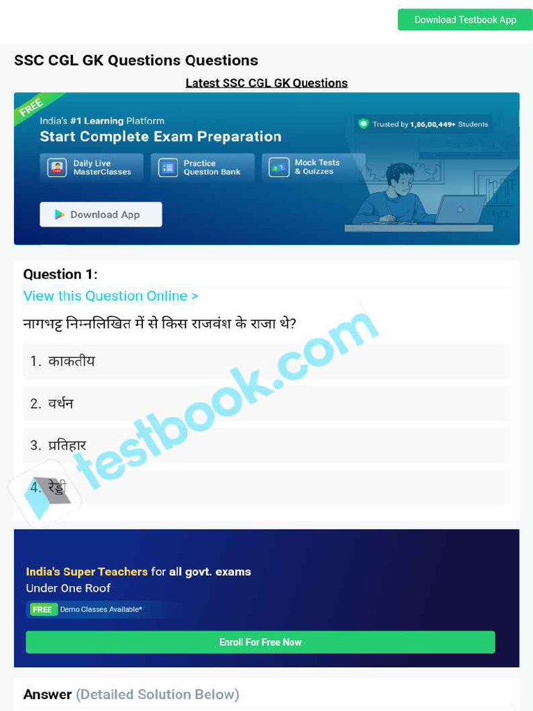 Ssc Cgl Gk Questions 643fb415dcb44e78946103aa | PDF