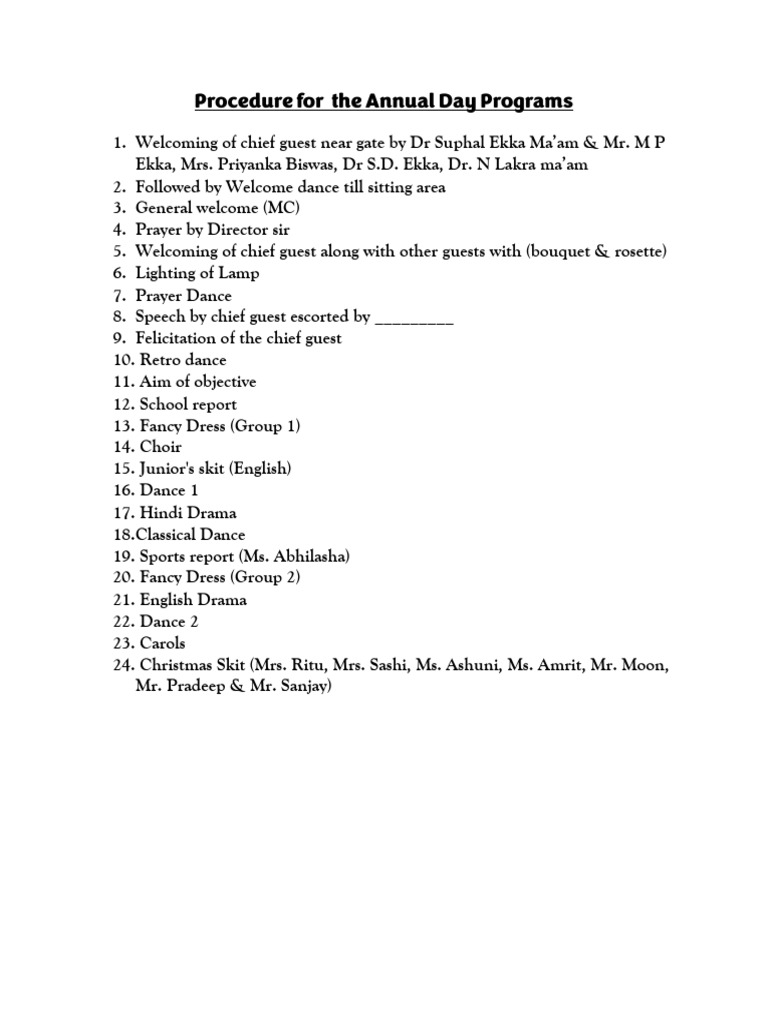 Annual Day Program Procedure Guide | PDF