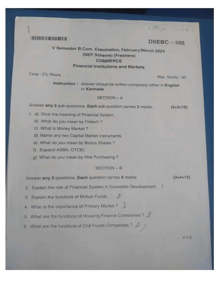 FIM Question Paper | PDF