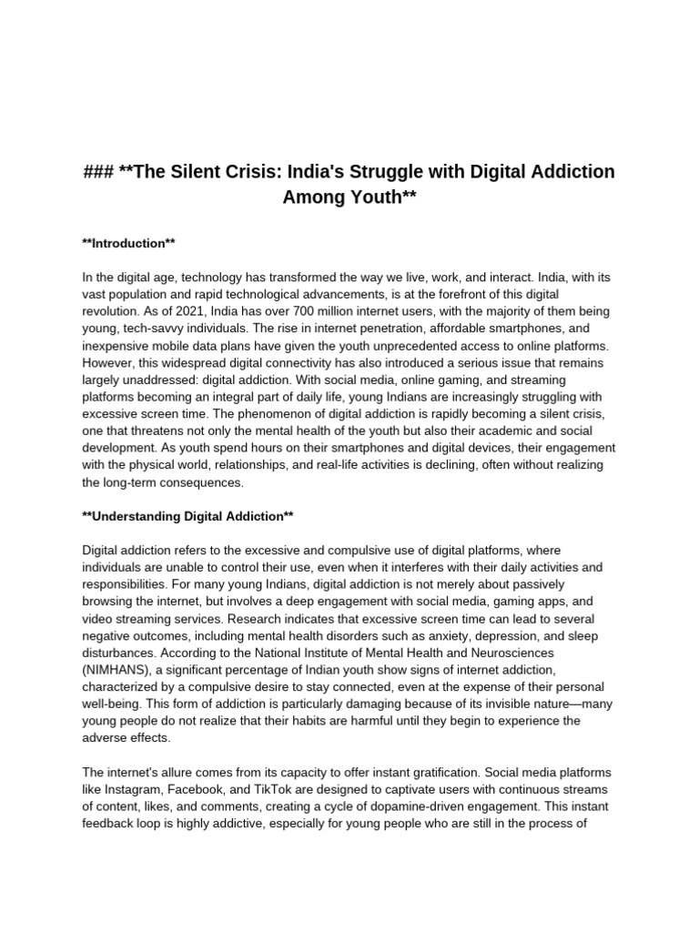 The Silent Crisis India's Struggle With Digital Addiction Among Youth(02)