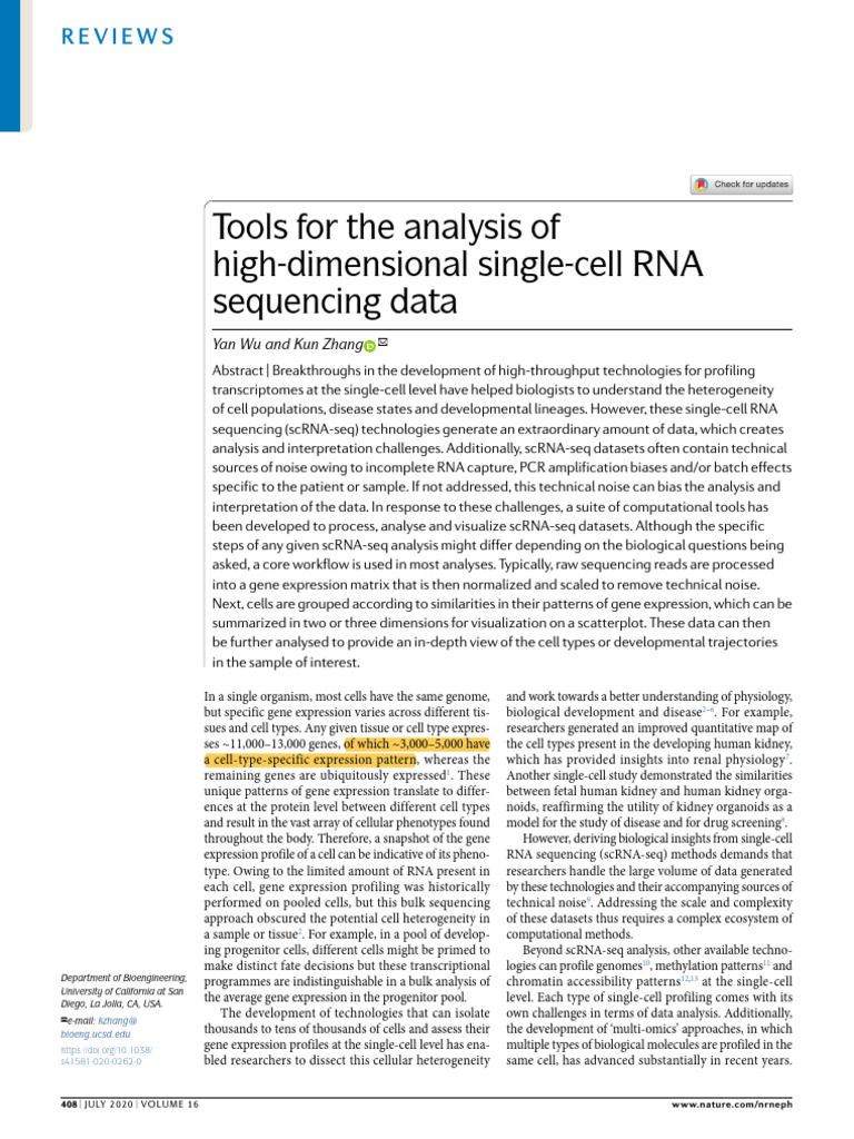 Tools For The Analysis of High-Dimensional Single-Cell RNA Sequencing ...