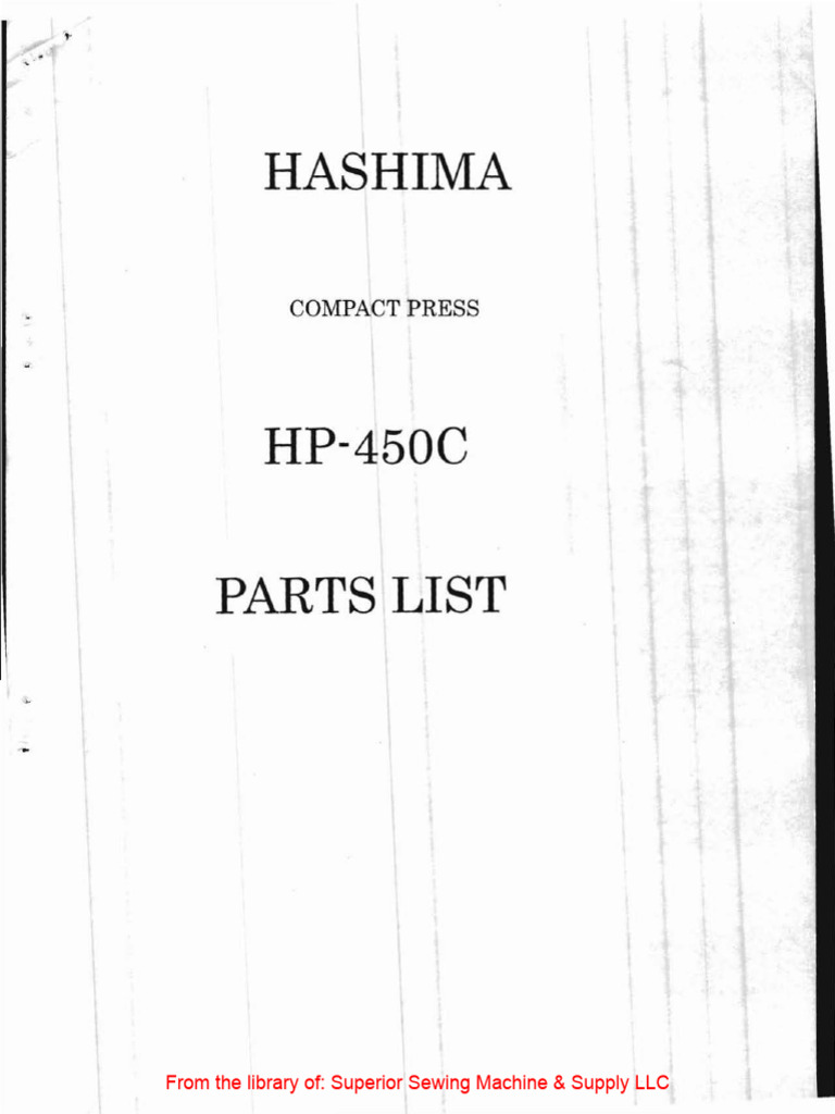 Hashima HP-450C Parts List Guide | PDF | Screw | Manufactured Goods