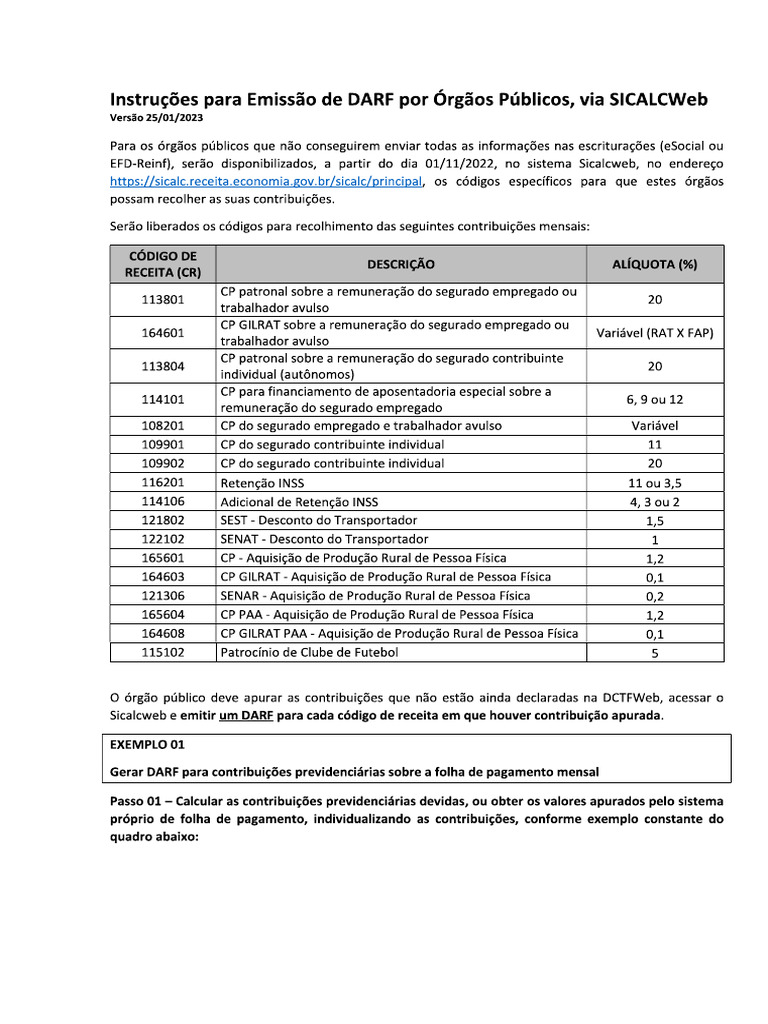 Instrucao para Emissao DARF | PDF