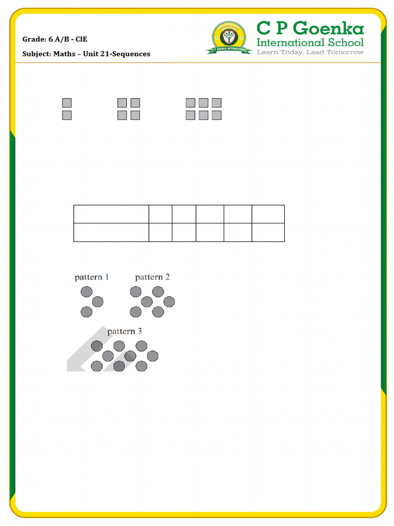 Grade 6 Maths: Sequences and Patterns | PDF