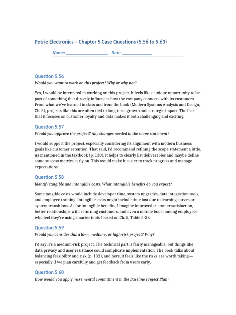 Petrie Electronics Project Case Analysis | PDF | Risk | Employee Retention