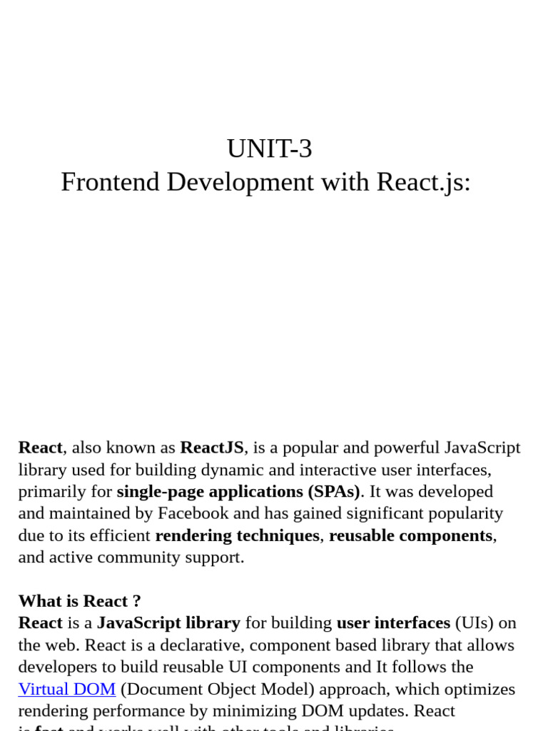 Understanding ReactJS for Frontend Development | PDF | Document Object ...
