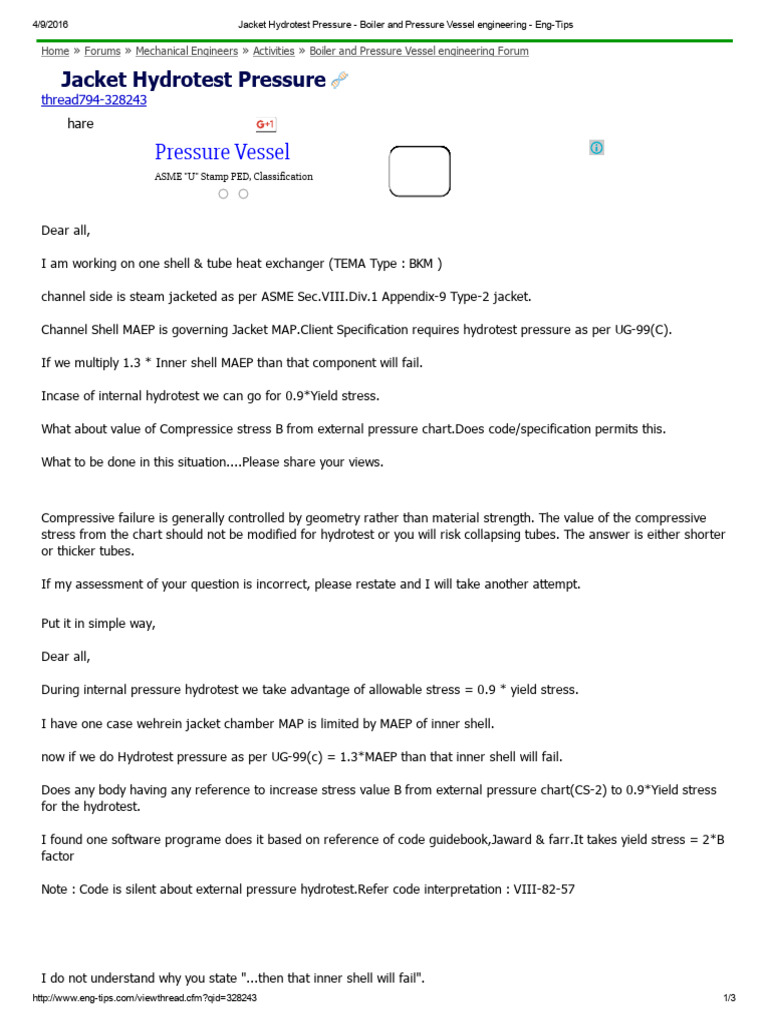 Jacket Hydrotest Pressure Guidelines | PDF | Boiler | Mechanical ...
