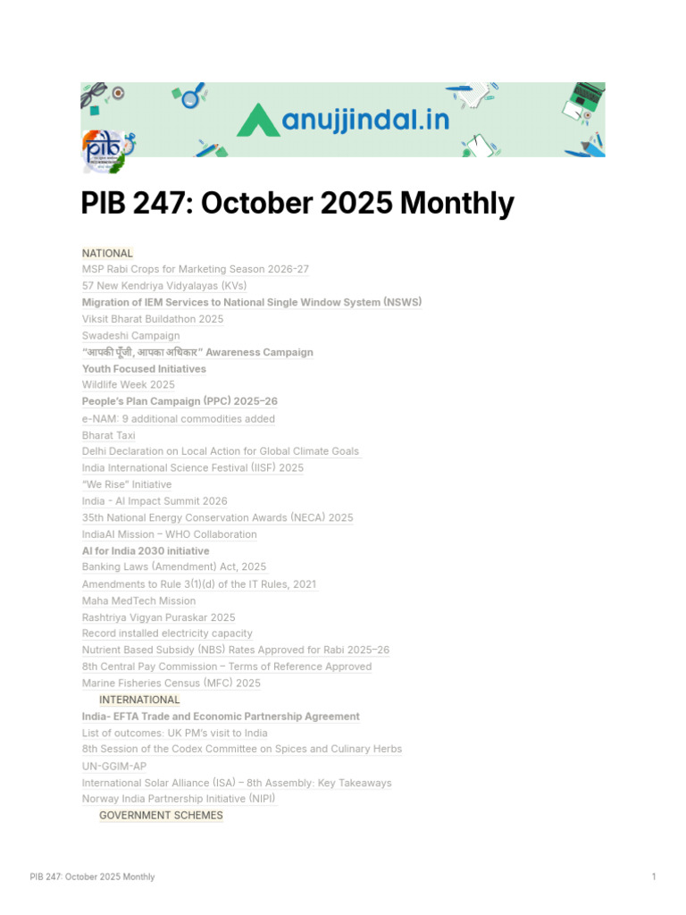 October 2025 PIB Highlights and Updates | PDF | Artificial Intelligence ...