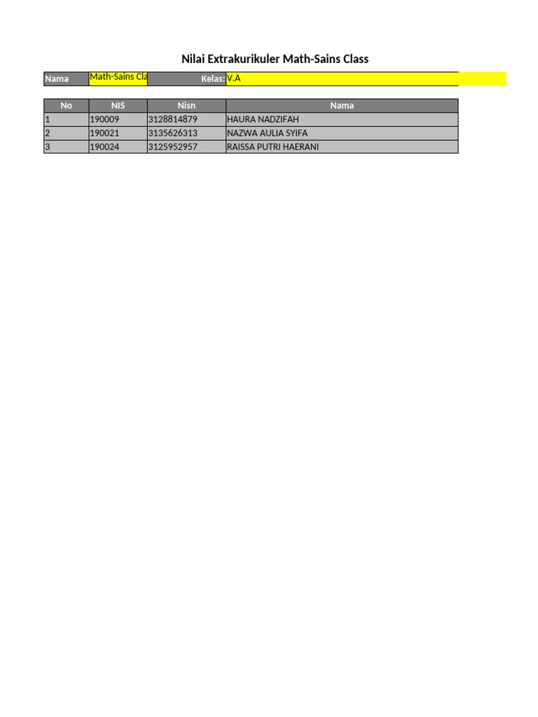 Math Sains Class v.a | PDF