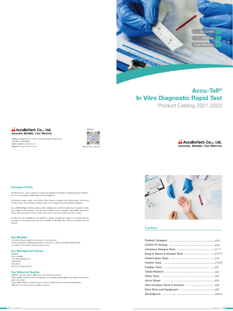 Accu-Tell® in Vitro Diagnostic Rapid Test Product Catalog 2021-2022 | PDF