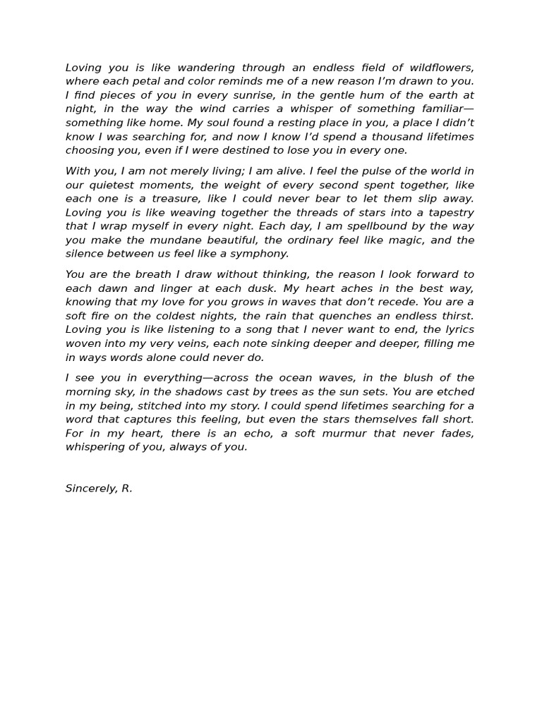 Poetic Love Letter to You | PDF