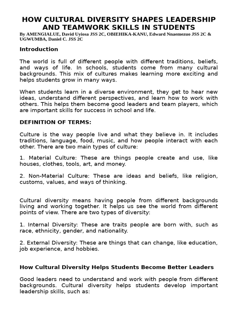 Cultural Diversity's Impact on Leadership | PDF | Creativity | Leadership
