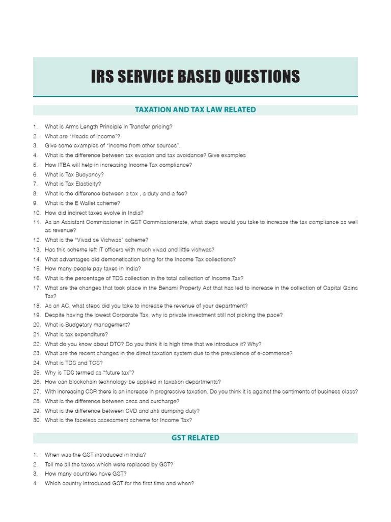 IRS Taxation and GST FAQs Guide | PDF | Taxes | Tax Avoidance