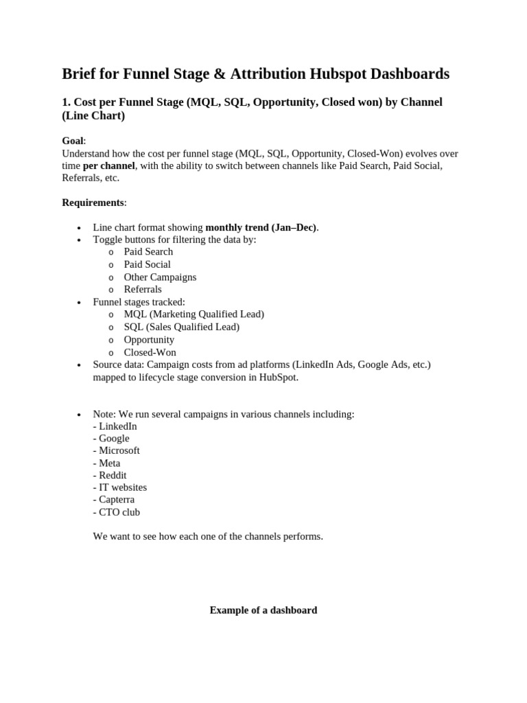 Brief For Funnel Stage & Attribution Hubspot Reports | PDF | Linked In ...