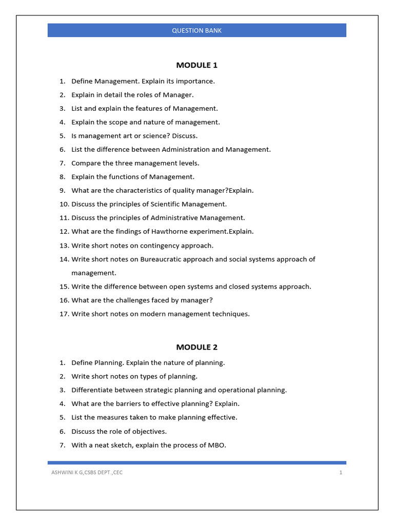 Comprehensive Management Question Bank | PDF | Leadership | Attitude ...