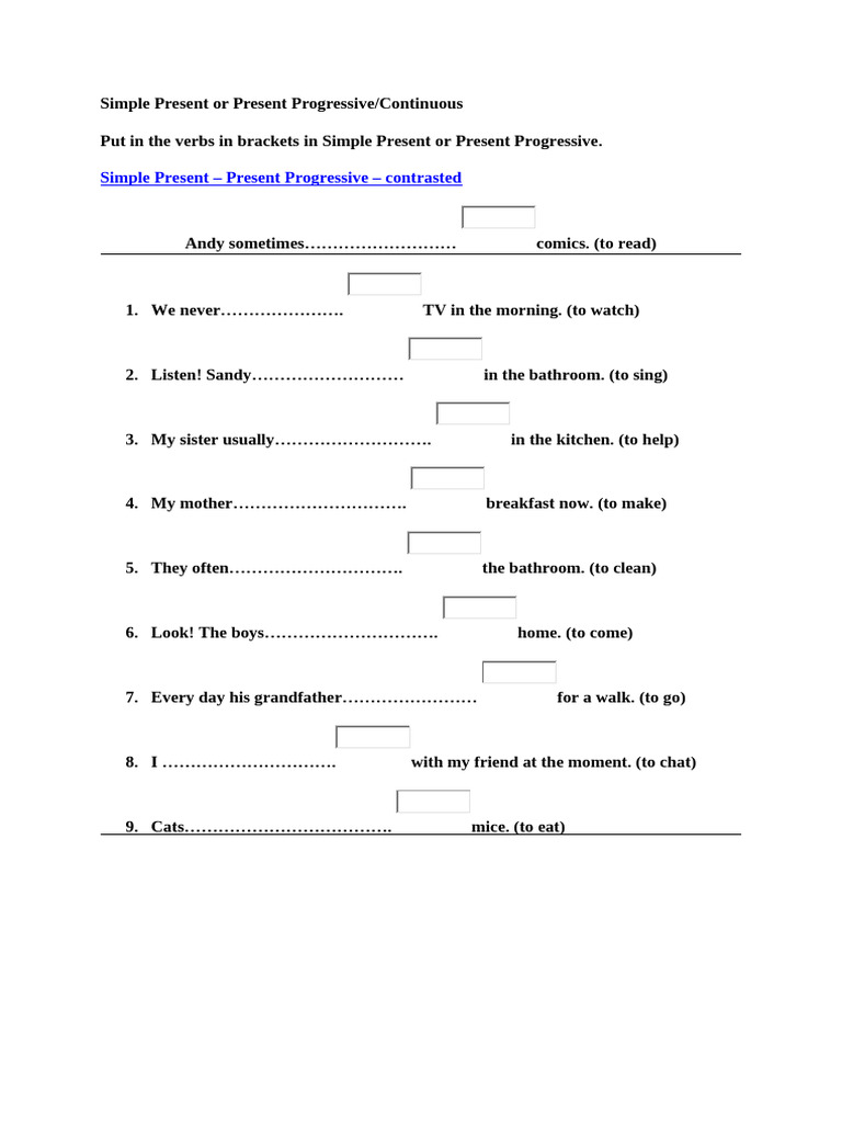 1 Present Simple Present Progressive - 1 | PDF