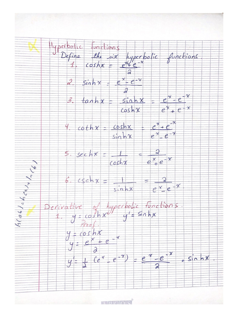 Hyperbolic Function | PDF