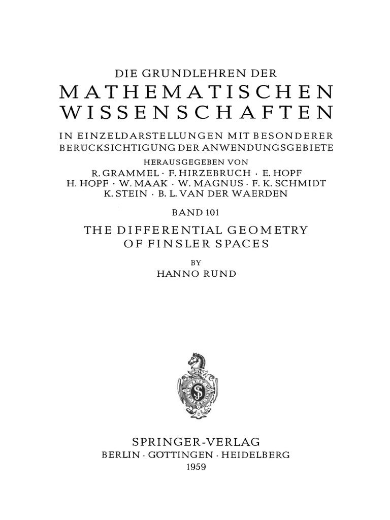 Differential Geometry of Finsler Spaces | PDF | Curvature ...