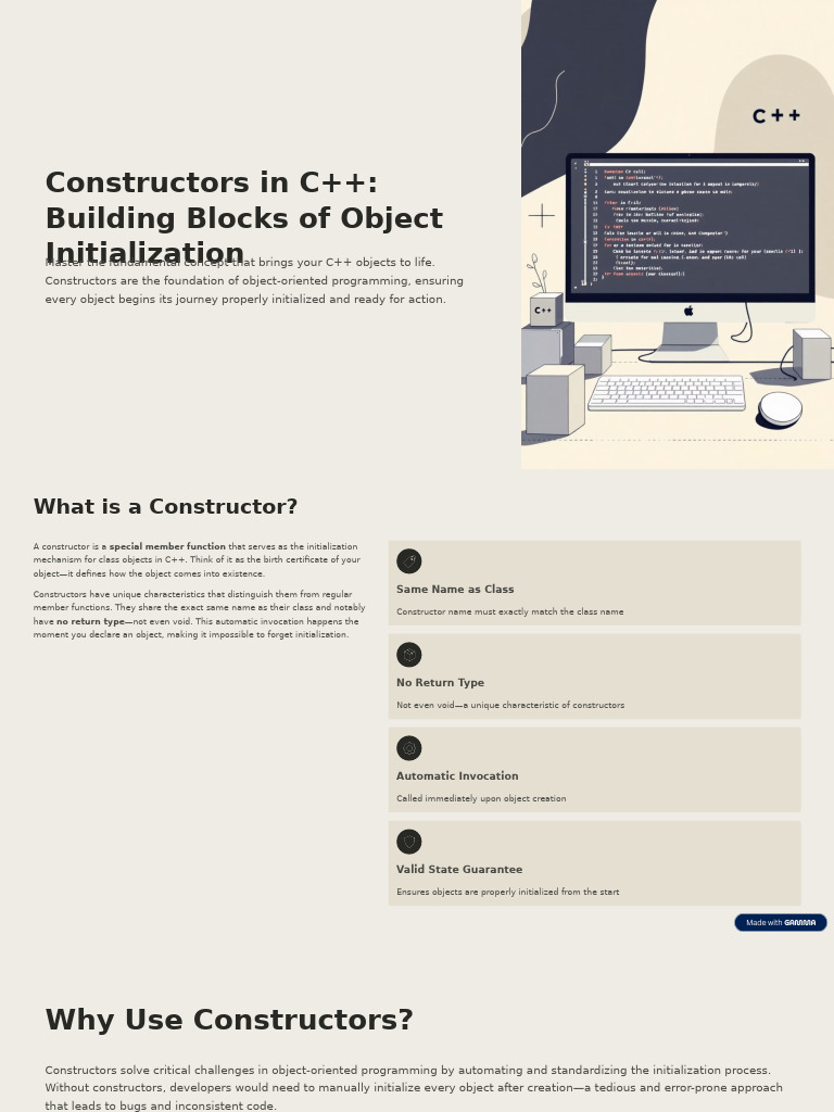 Constructors in C Building Blocks of Object Initialization | PDF ...