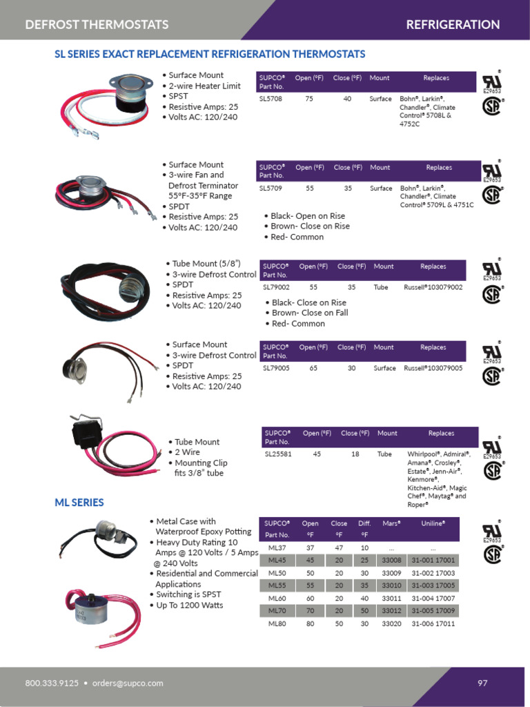 Catalog Supco Sl5709 | PDF | Thermostat | Building Engineering