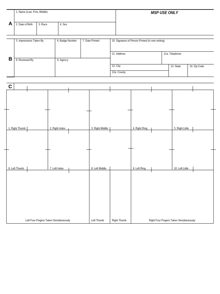 Michigan Fingerprint Application Form | PDF | Fingerprint | Federal ...