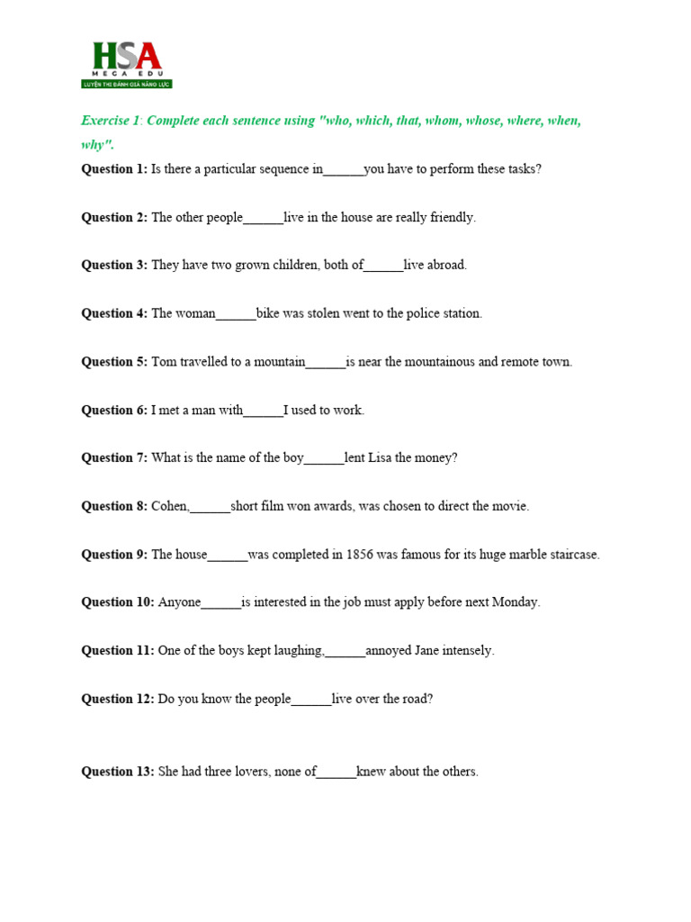 Sentence Completion Exercise Guide | PDF