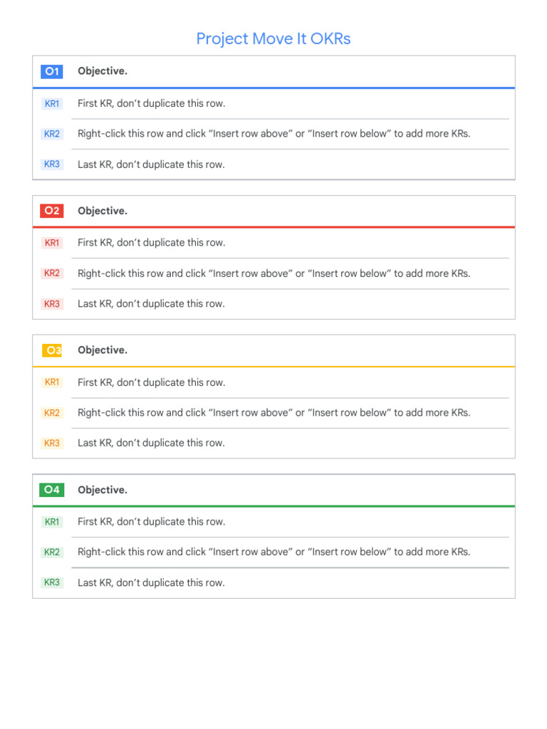 Activity Template Project Move It OKRS | PDF