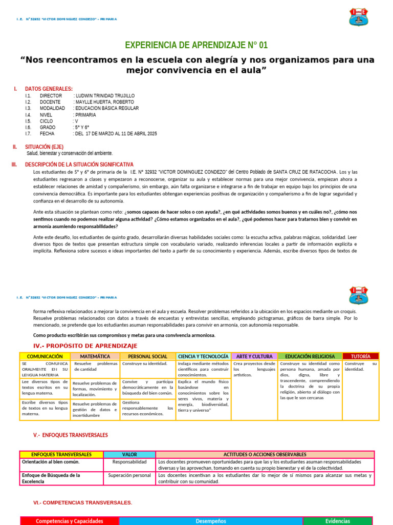 Mejora de Convivencia Escolar en Primaria | PDF | Aprendizaje | Decimal