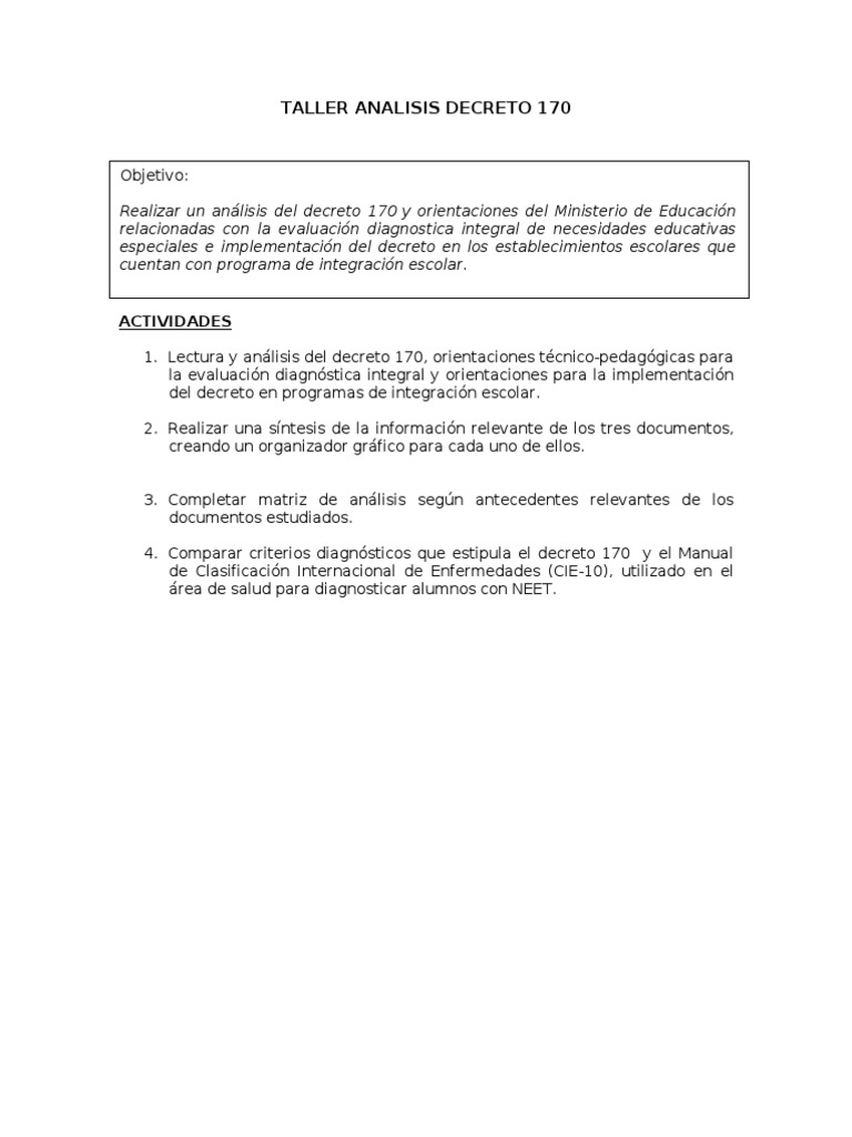 Análisis Integral del Decreto 170 | PDF | Educación especial | Evaluación