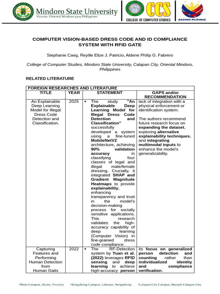 Computer Vision Dress Code Compliance System | PDF | Radio Frequency ...