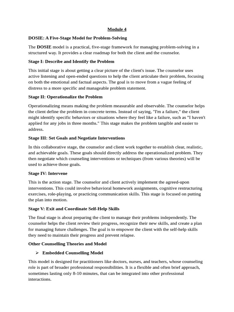 DOSIE Model: Structured Problem-Solving | PDF | School Counselor | Goal
