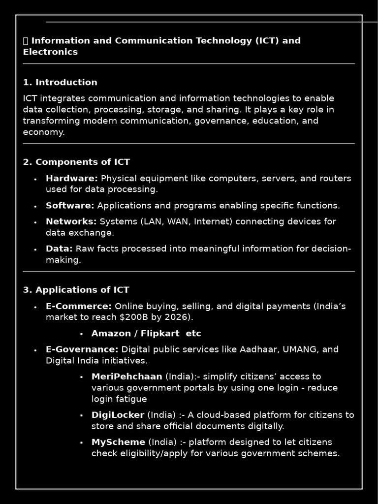 ICT and Electronics: Key Components & Applications | PDF | Ionosphere ...