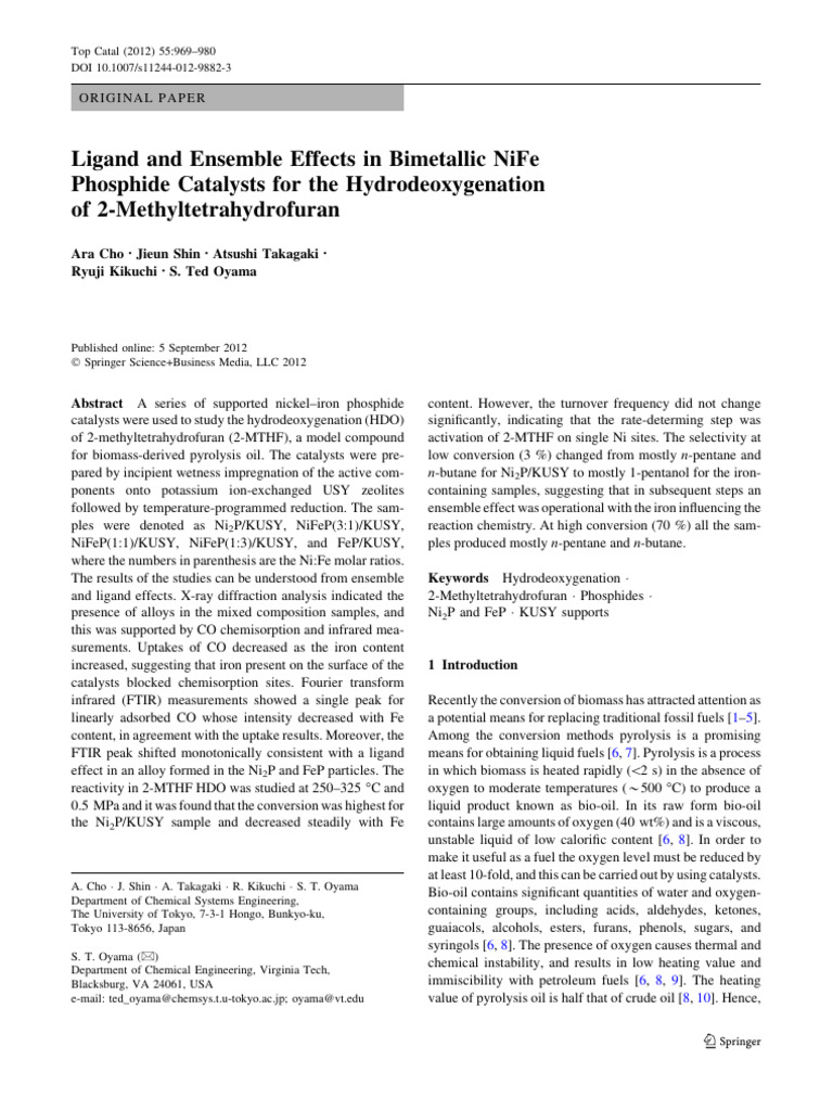 Cho - 2012 - Ligand and Ensemble Effects in Bimetallic NiFe Phosphide ...