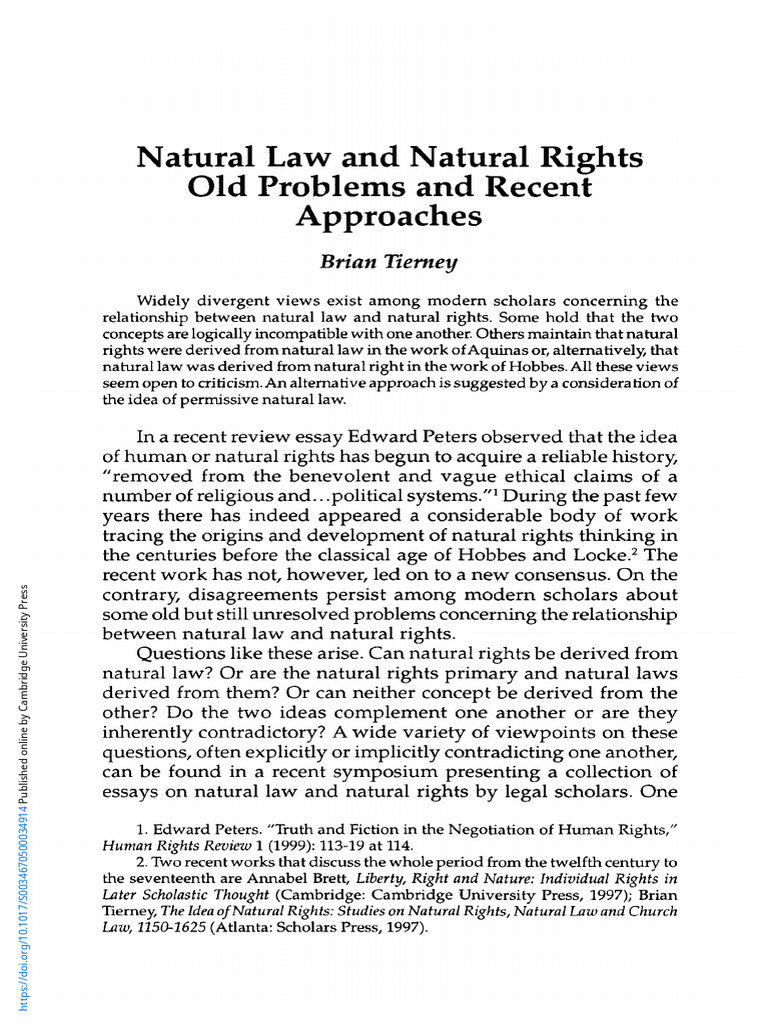 Natural Law and Natural Rights Old Problems and Recent Approaches | PDF ...