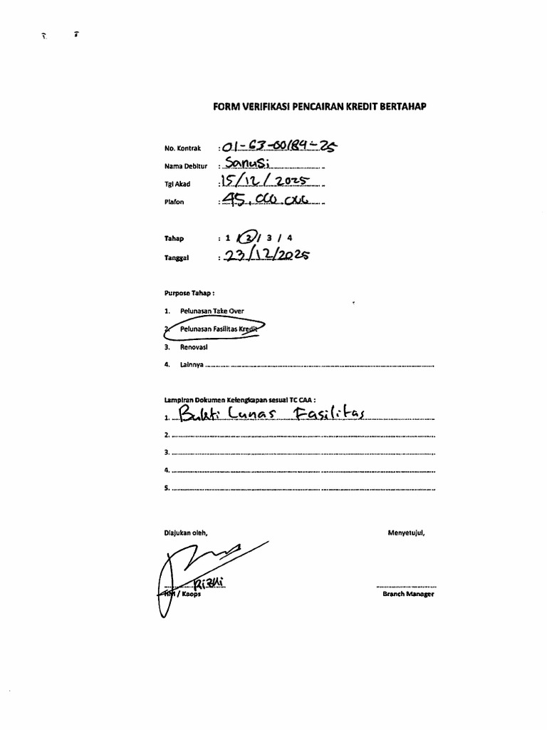 Sanusi-Form Verif Dan Bukti Lunas THP 2 (BLM TTD) | PDF