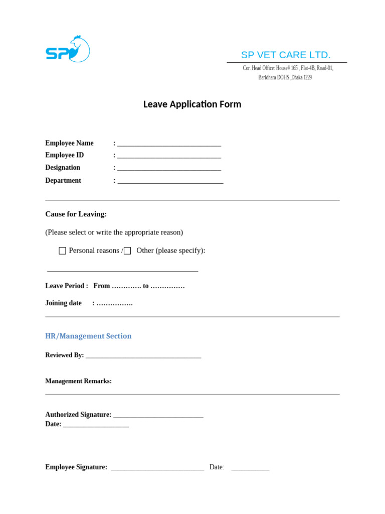 Leave Application Form | PDF
