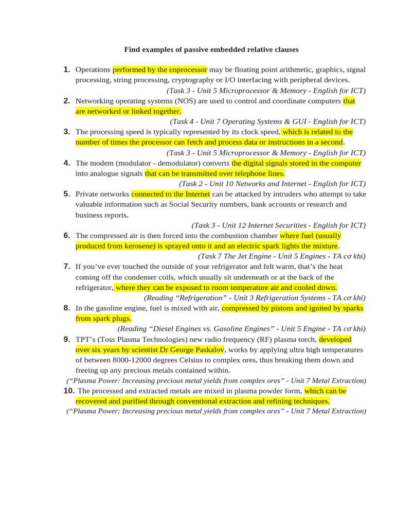 Examples of Passive Embedded Clauses | PDF | Engines | Embedded System