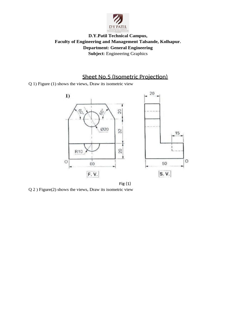 Isometric Projection Exercises in Engineering Graphics | PDF