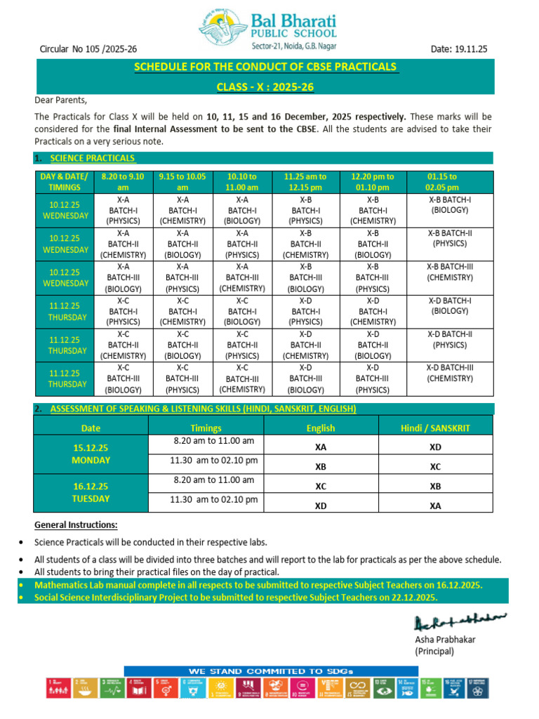 CBSE Class X Practical Schedule 2025-26 | PDF
