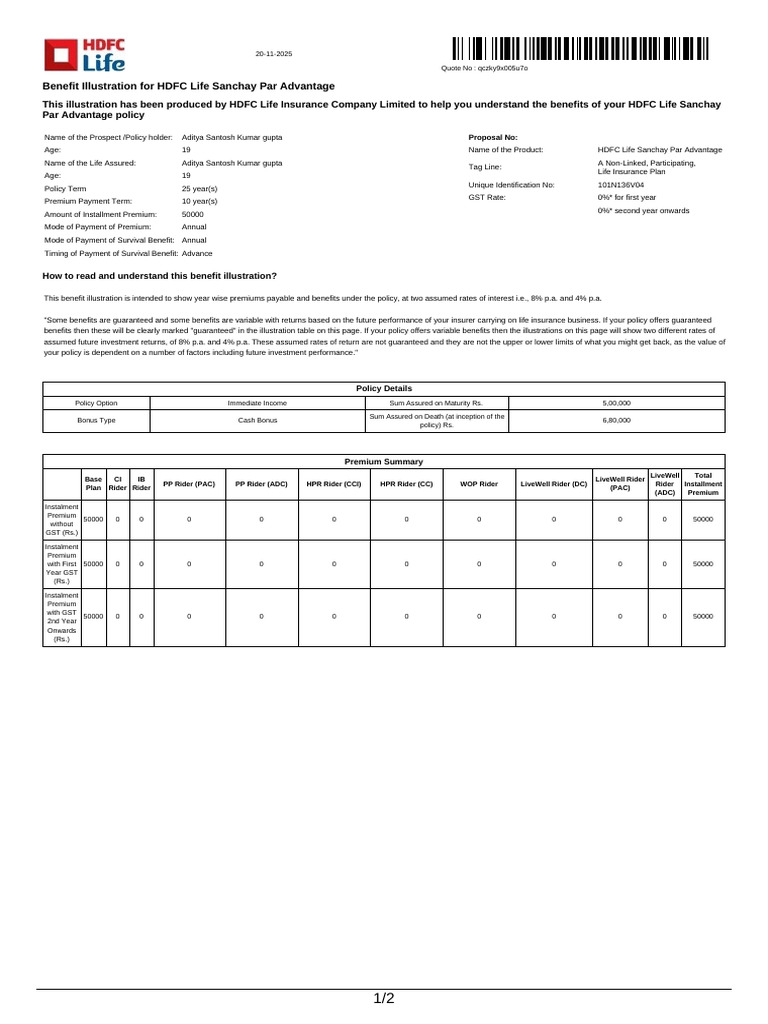 HDFC Life Sanchay Par Advantage Overview | PDF | Life Insurance | Insurance