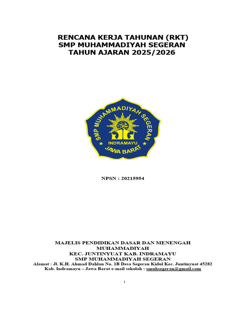 RKT SMP Muhammadiyah Segeran 2025/2026 | PDF