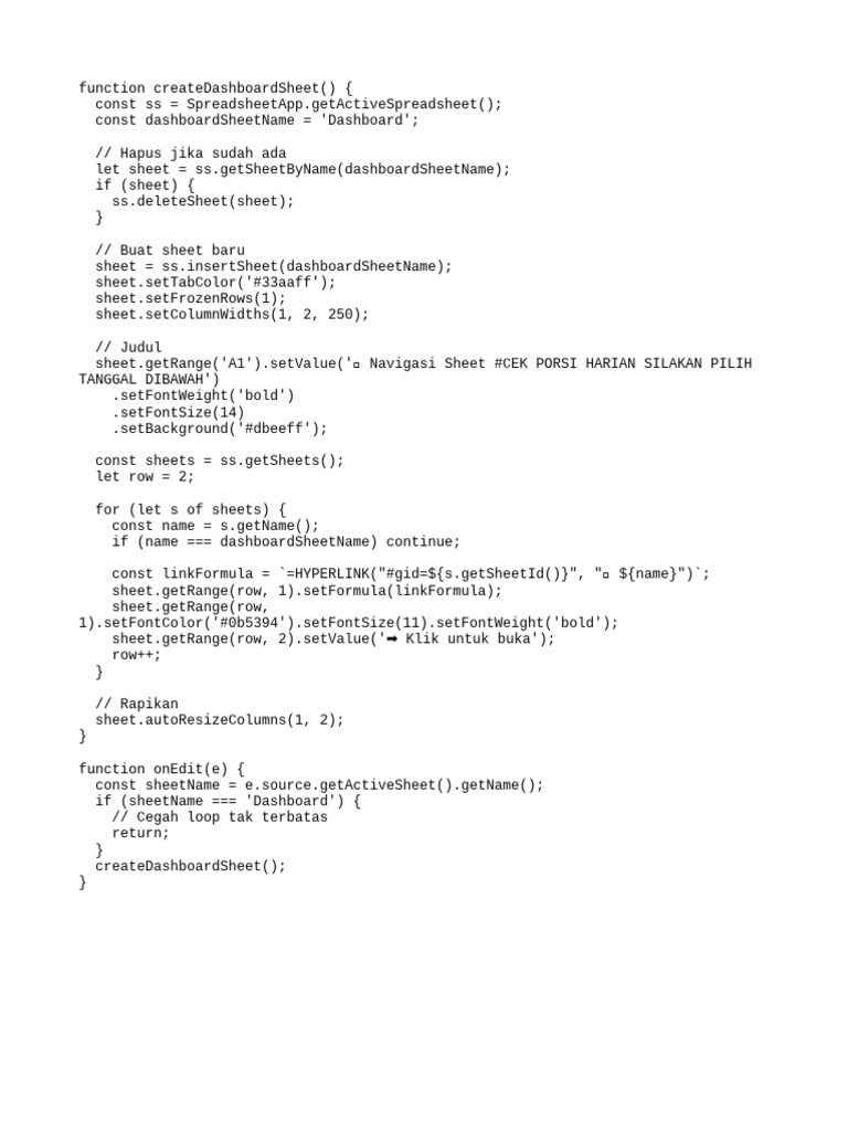 Google Sheets Dashboard Creation Script | PDF
