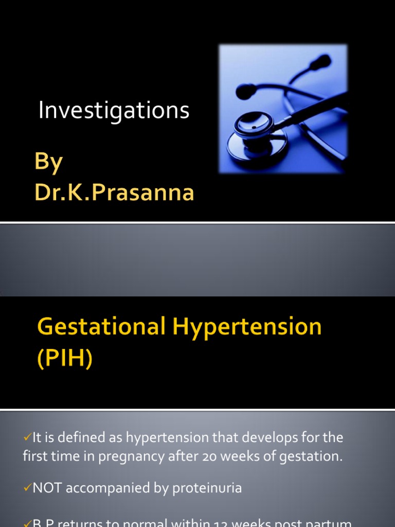 PIH Investigations | PDF | Hypertension | Diseases And Disorders