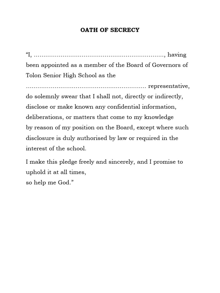 Oath of Secrecy | PDF