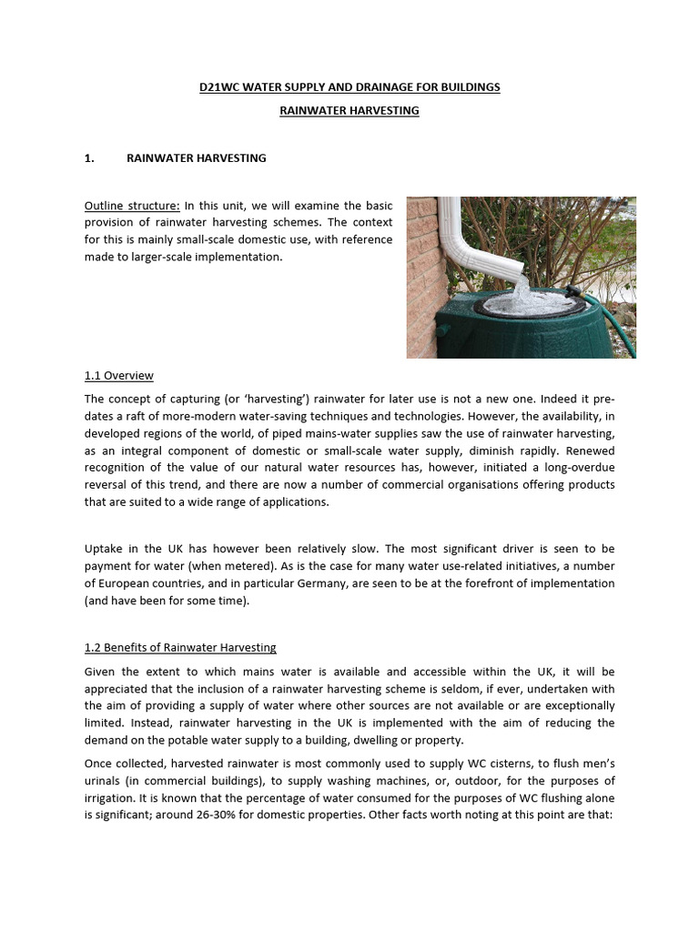 Rainwater Harvesting for Buildings Guide | PDF | Stormwater | Surface ...