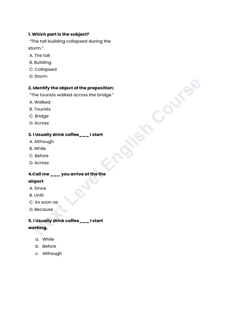 Next Level English Grammar Exercises | PDF | Verb | Language Mechanics