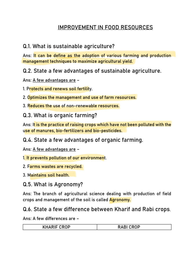 Sustainable Agriculture and Food Resources | PDF | Fertilizer | Soil